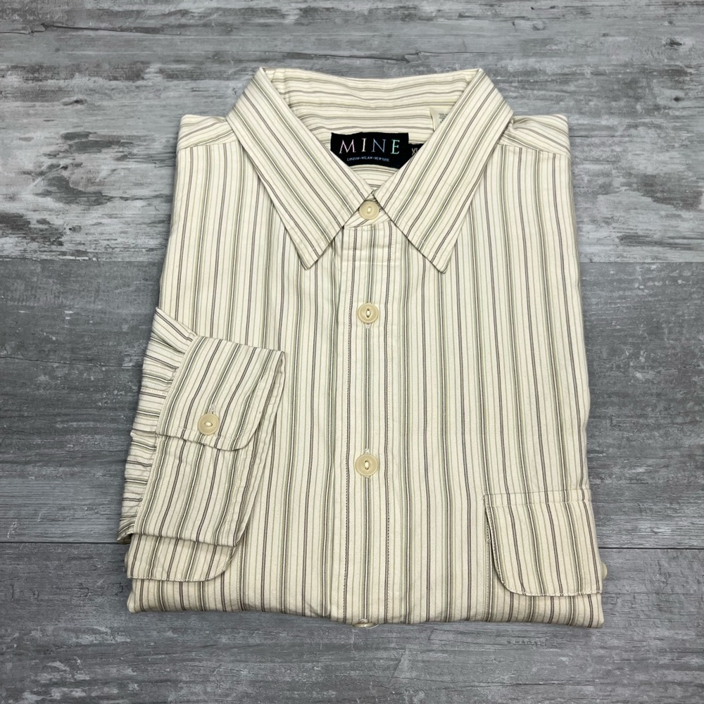 MINE NEW Tan, Khaki & Olive Stripe Shirt XL